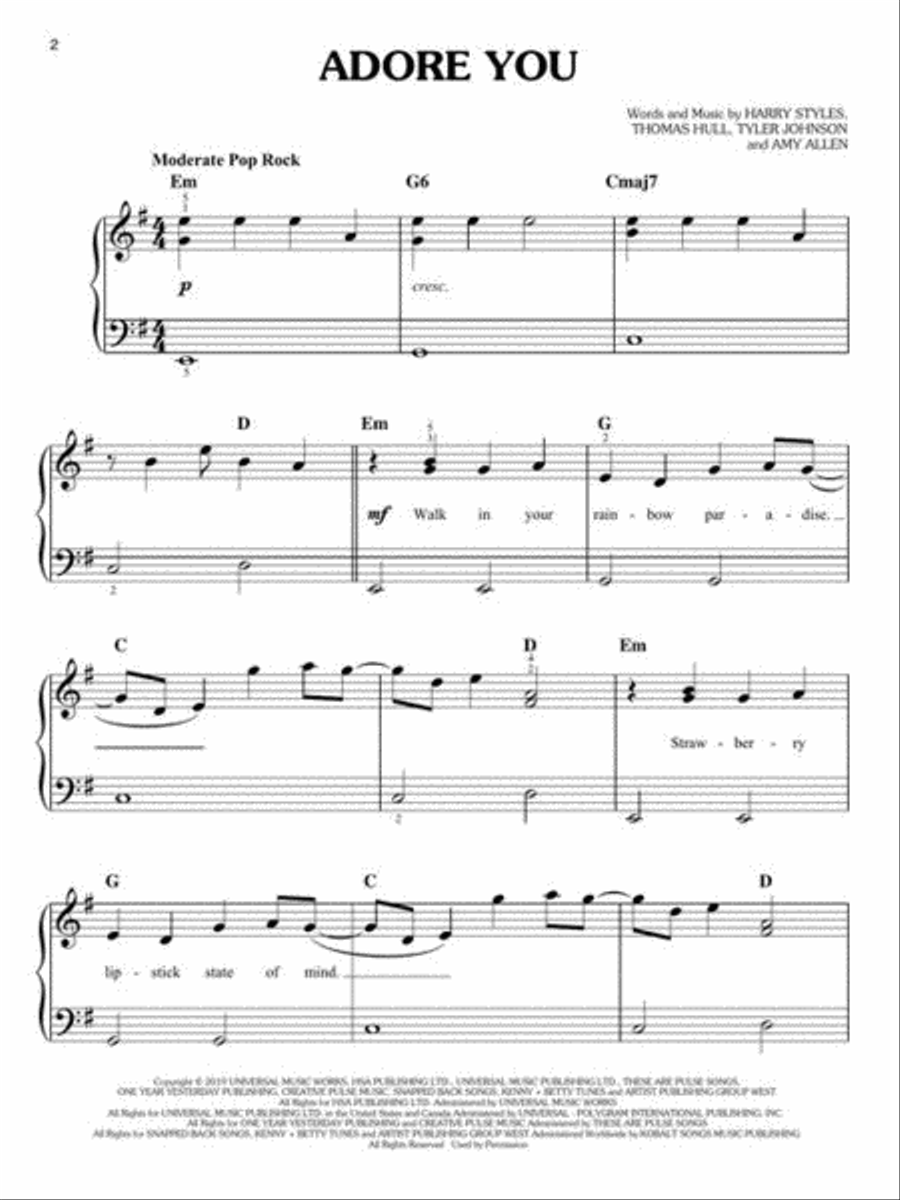 Chart Hits of 2019-2020 Easy Piano scores gallery preview page 4