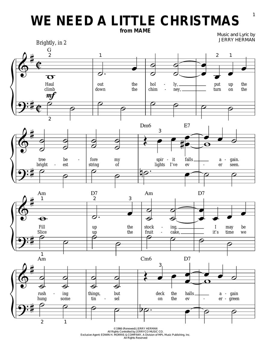 We Need A Little Christmas Easy Piano scores gallery preview page 1