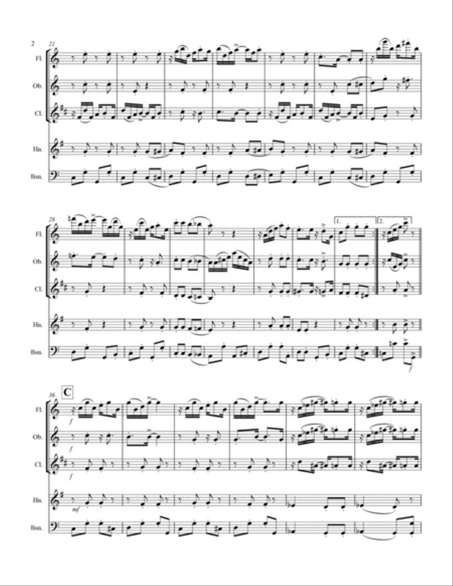 Joplin - “Maple Leaf Rag” (for Woodwind Quintet) Woodwind Quintet scores gallery preview page 3