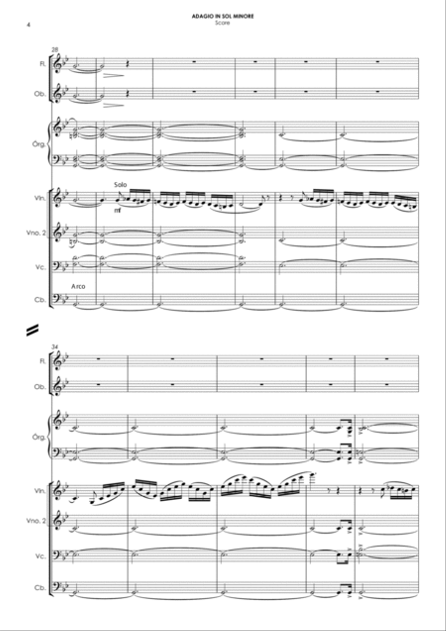 Adagio In G Minor Chamber Music scores gallery preview page 6