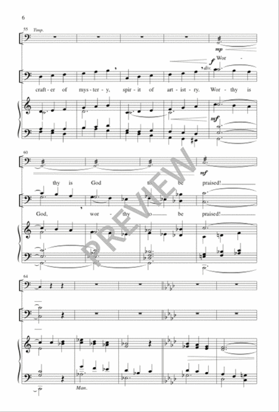 Worthy Is God to Be Praised 4-Part scores gallery preview page 6