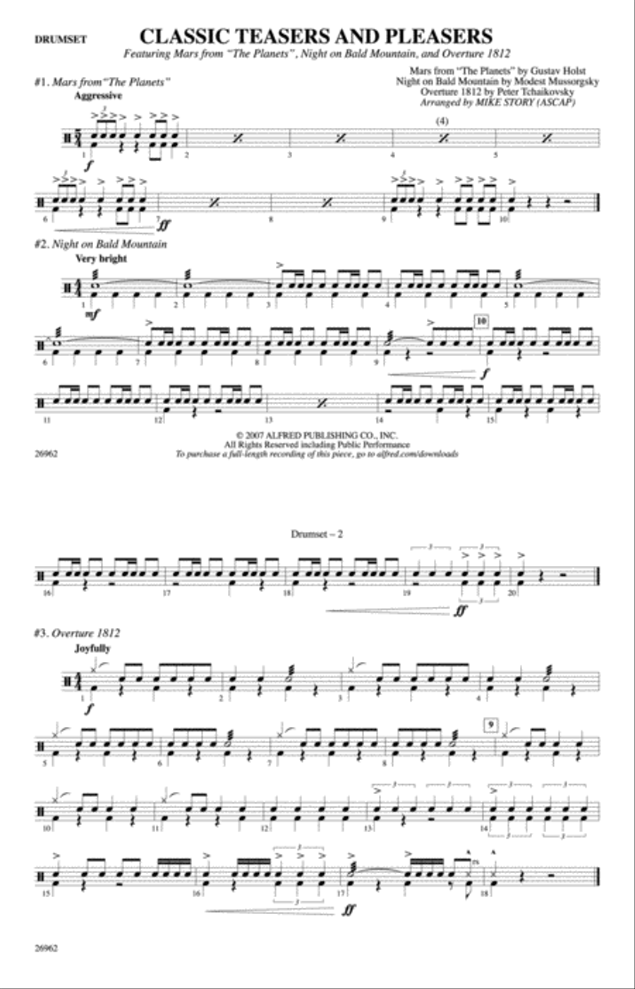 Classic Teasers and Pleasers: Drumset Marching Band scores gallery preview page 1