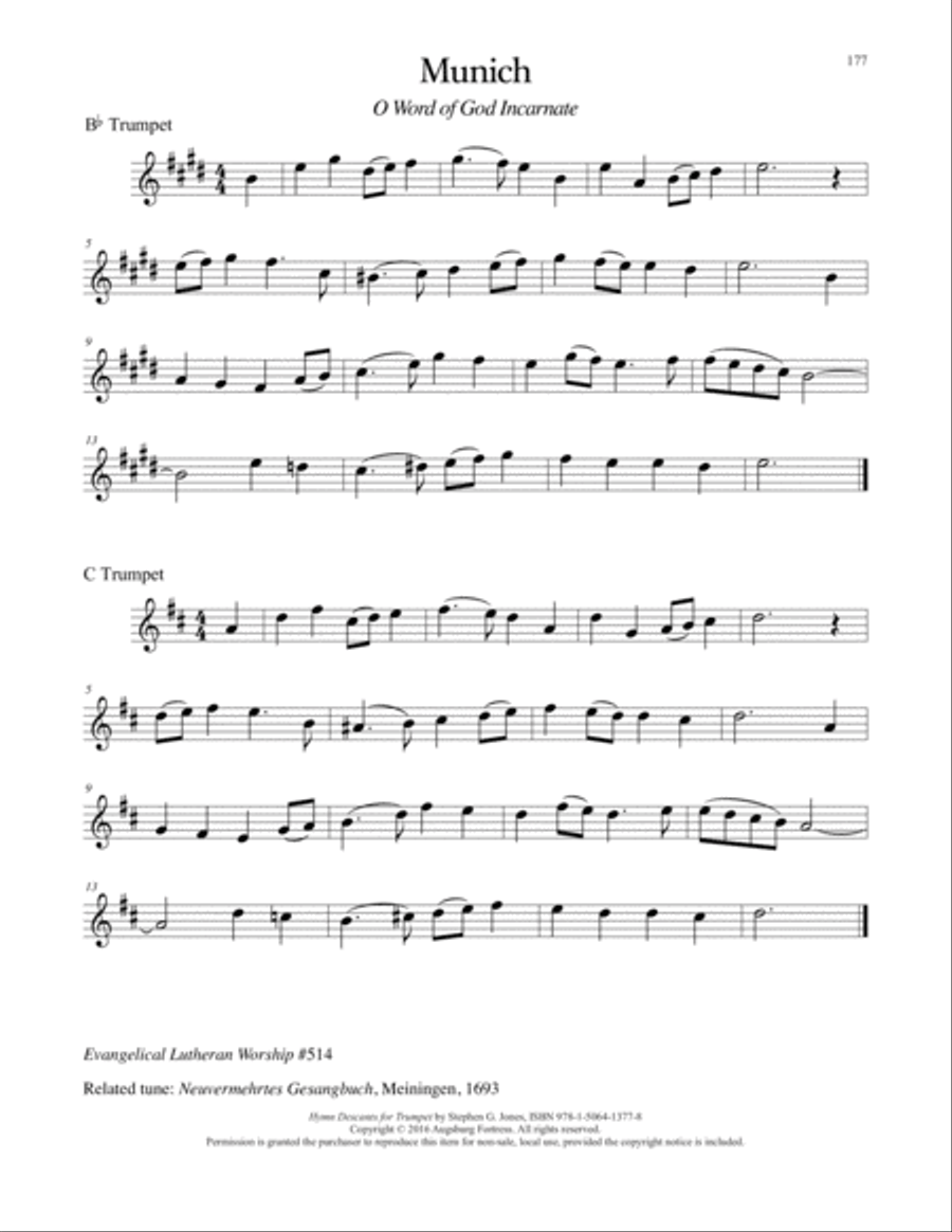 Hymn Descants for Trumpet C Trumpet scores gallery preview page 178