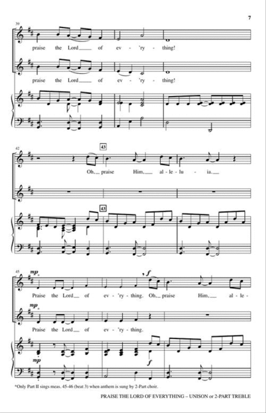 Praise the Lord of Everything Unison Choir scores gallery preview page 4
