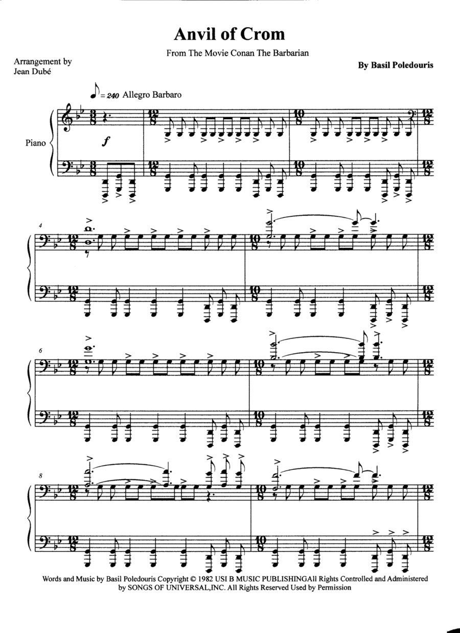 Anvil Of Crom Piano Solo scores gallery preview page 1
