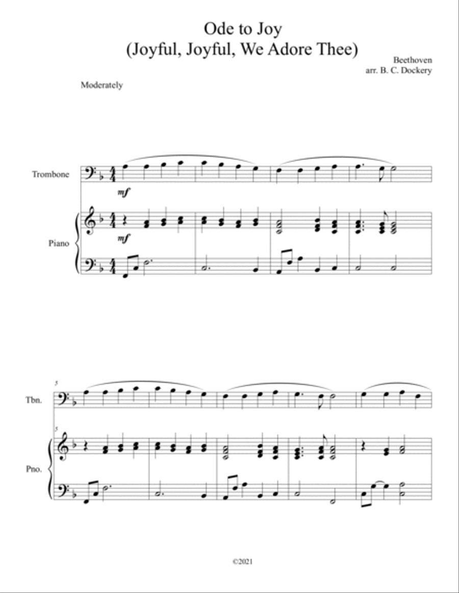 20 Easter Hymn Solos for Trombone and Piano: Vols. 1 & 2 Piano scores gallery preview page 3