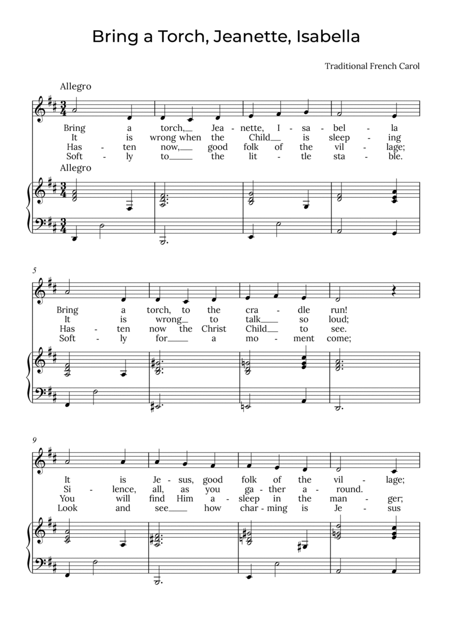 Bring a Torch, Isabella - Sobrano in D, Jeanette Soprano Voice scores gallery preview page 1