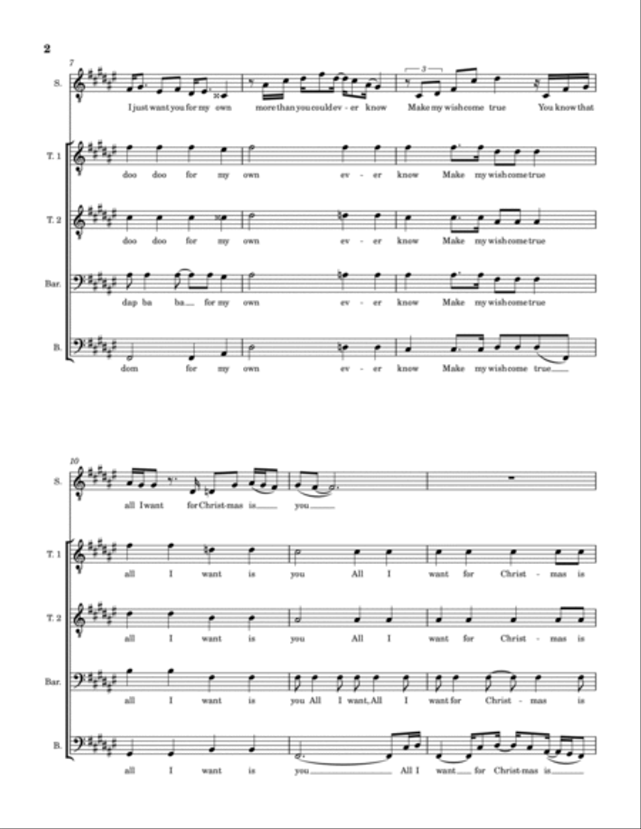All I Want For Christmas Is You TTBB scores gallery preview page 2