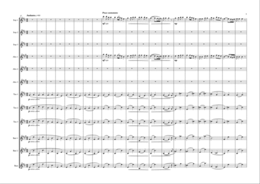 Hungarian Peasant Songs, arranged for Saxophone Choir Woodwind Ensemble scores gallery preview page 3