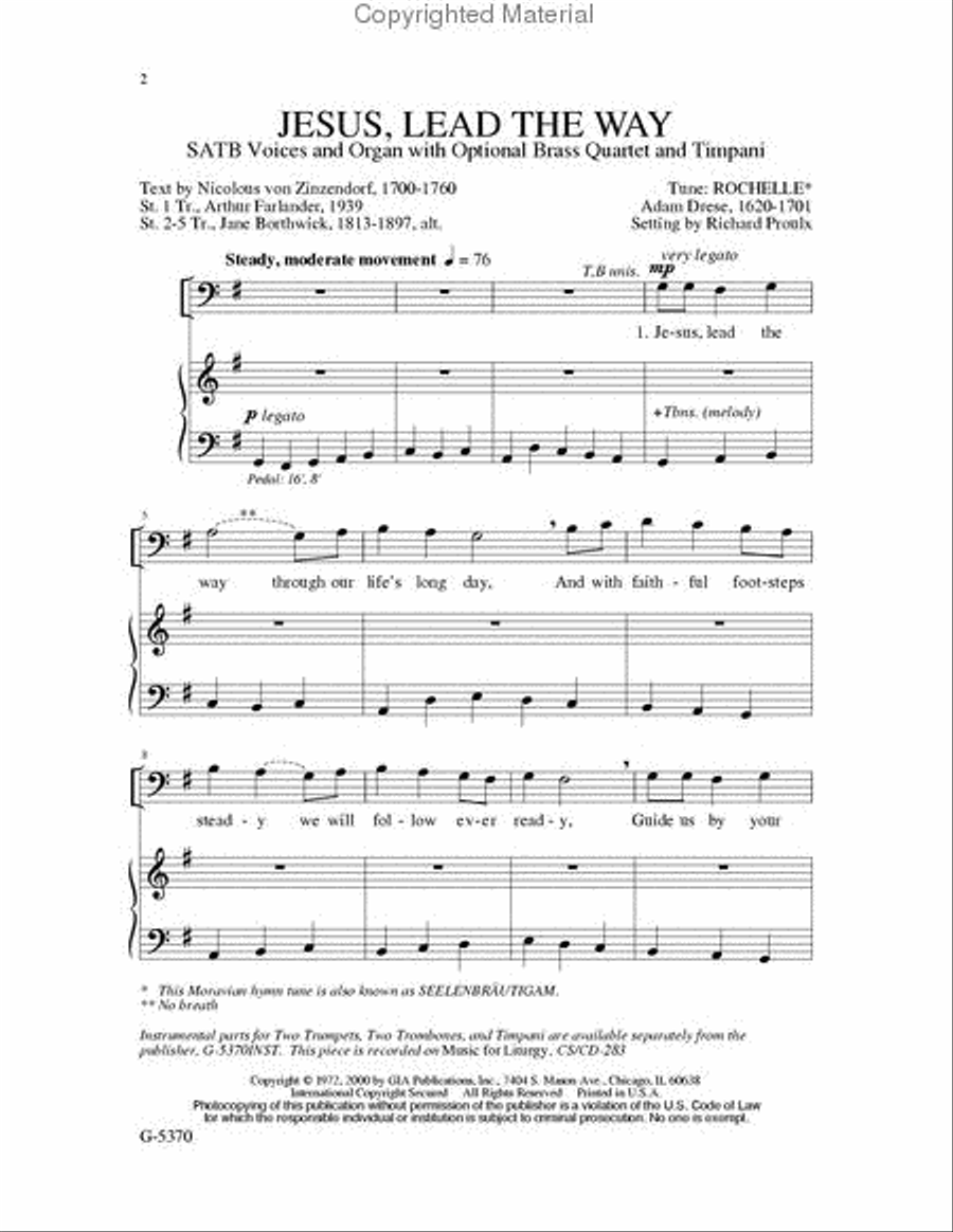 Jesus, Lead the Way Jesus, Lead the Way 4-Part scores gallery preview page 2