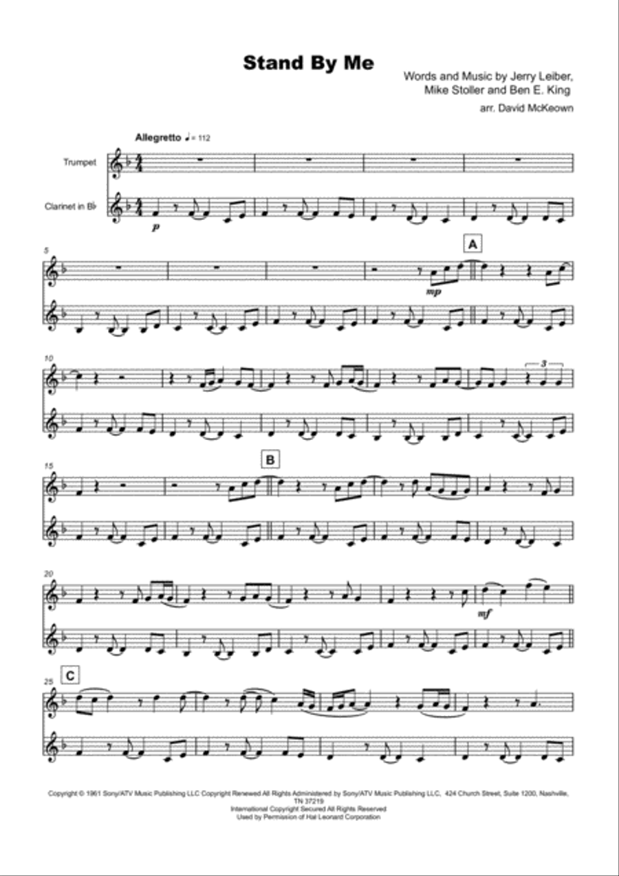 Stand By Me Clarinet scores gallery preview page 2