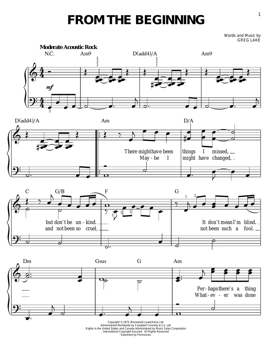 From The Beginning Easy Piano scores gallery preview page 1