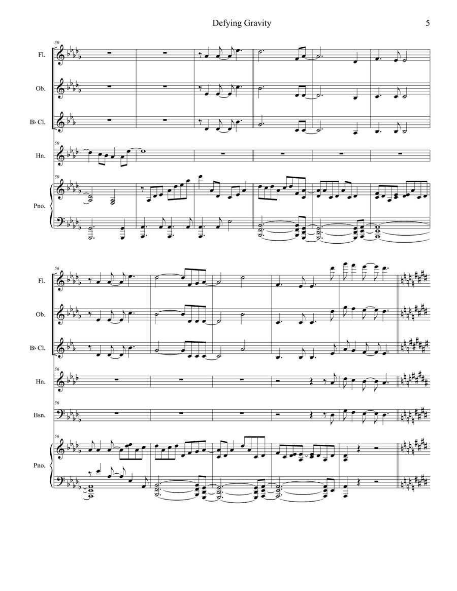 Defying Gravity Woodwind Quintet scores gallery preview page 5
