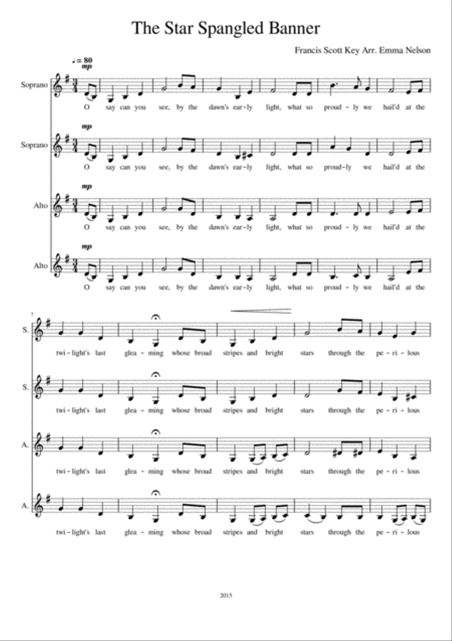 The Star Spangled Banner The Star Spangled Banner SSAA scores gallery preview page 1