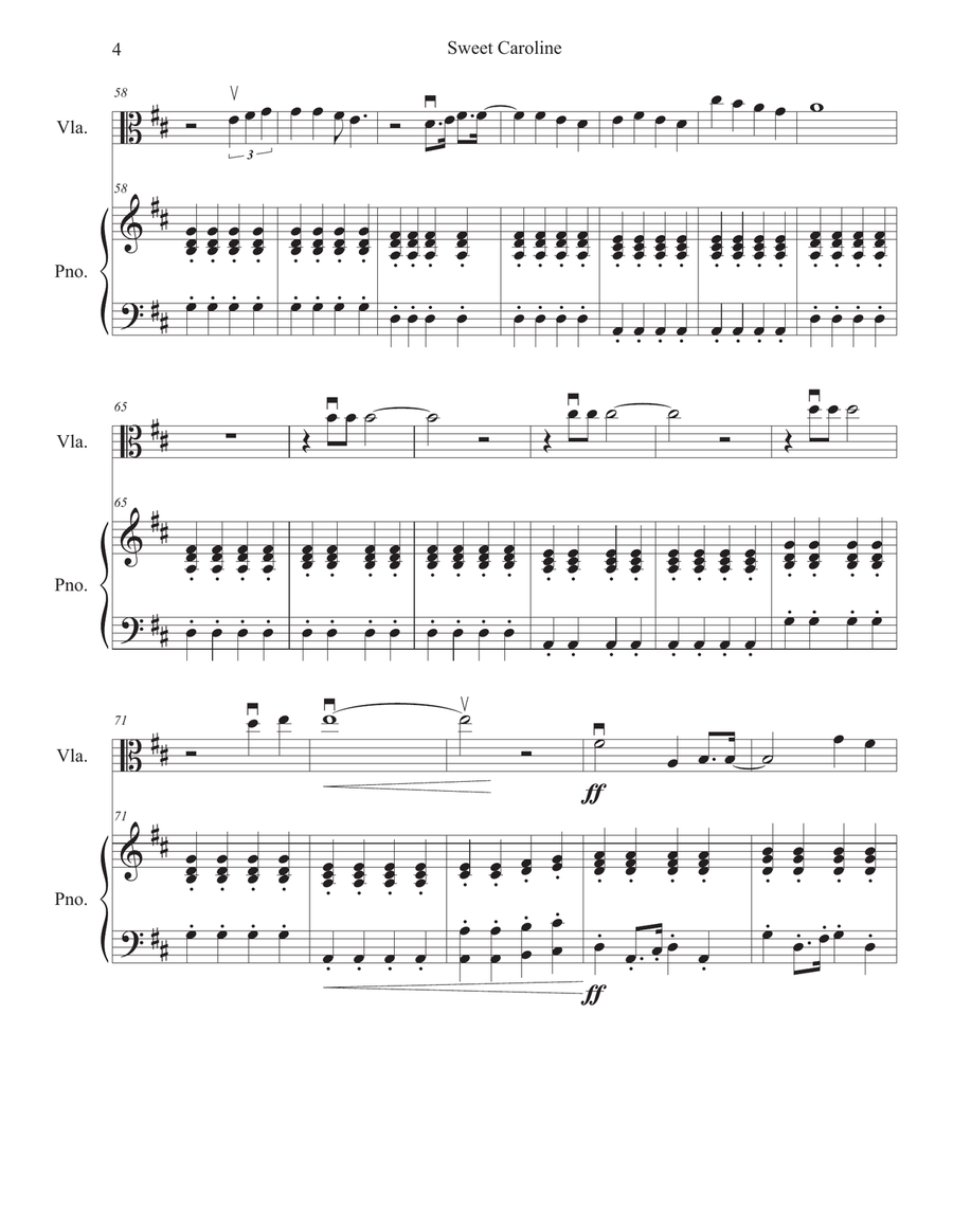 Sweet Caroline Sweet Caroline Viola Solo scores gallery preview page 4