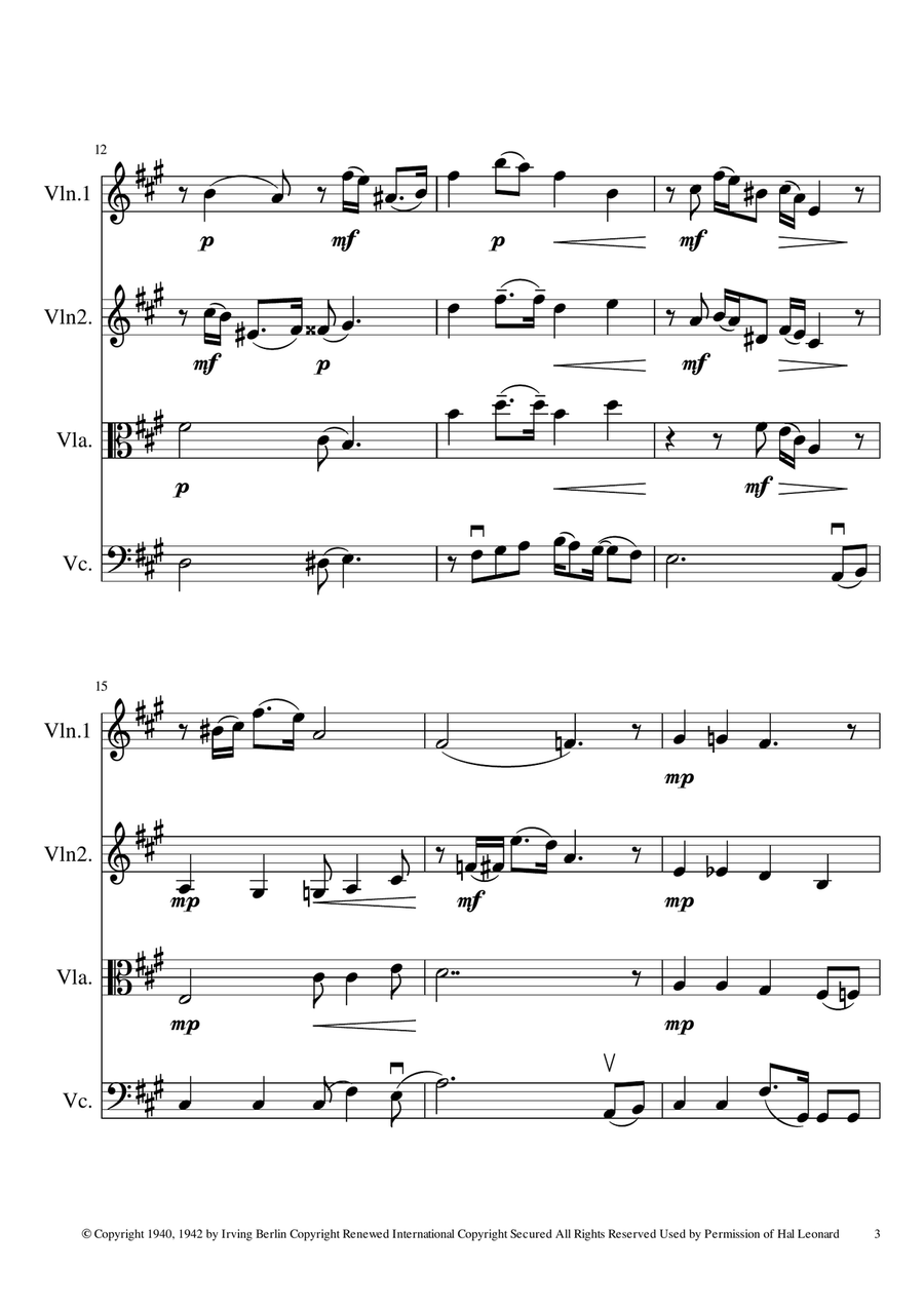 White Christmas String Quartet scores gallery preview page 3