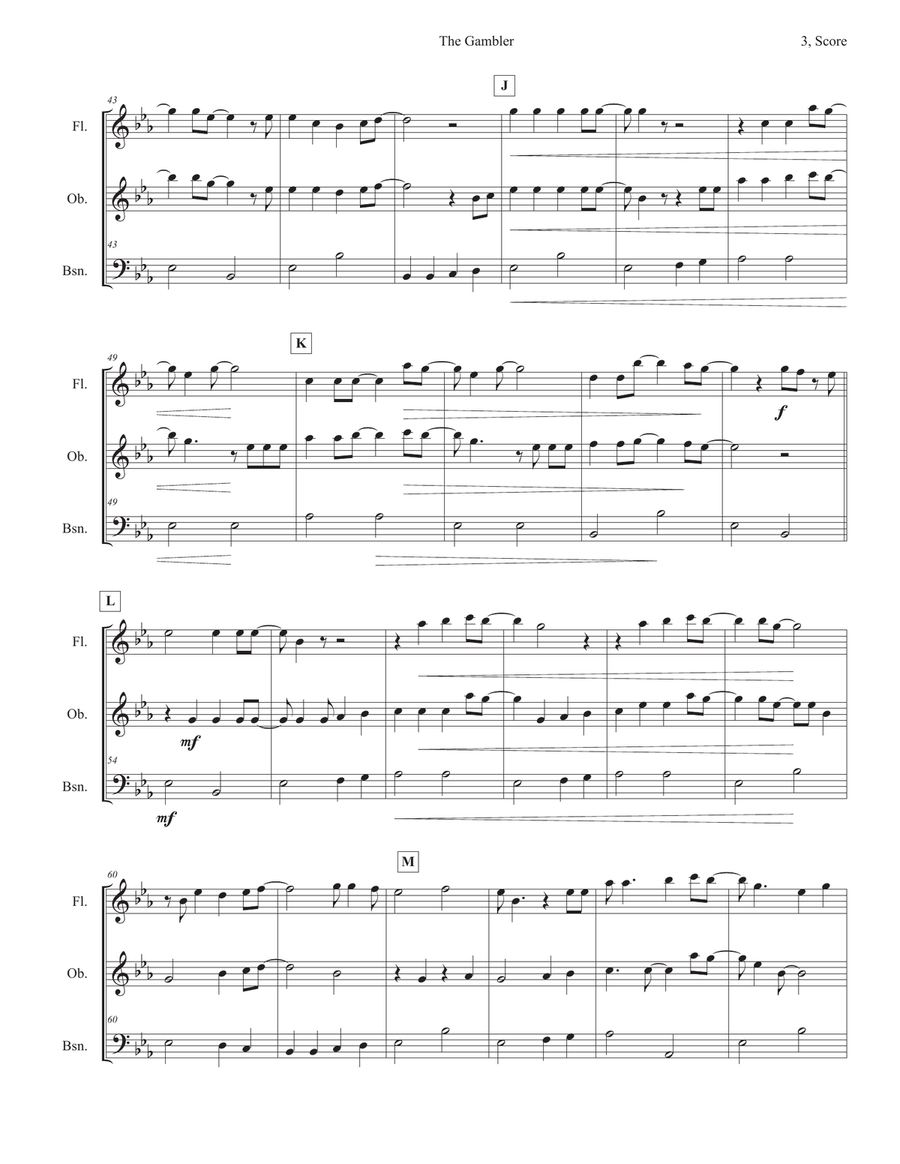 The Gambler Woodwind Trio scores gallery preview page 3