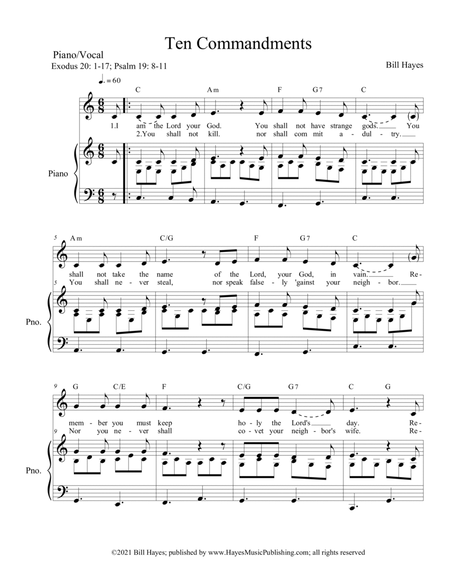 Ten Commandments - (Combined piano/vocal, leadsheet and congregational worship aid versions) image number null