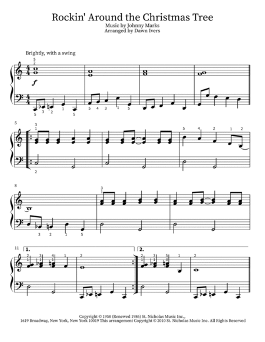 Rockin' Around The Christmas Tree Easy Piano scores gallery preview page 2