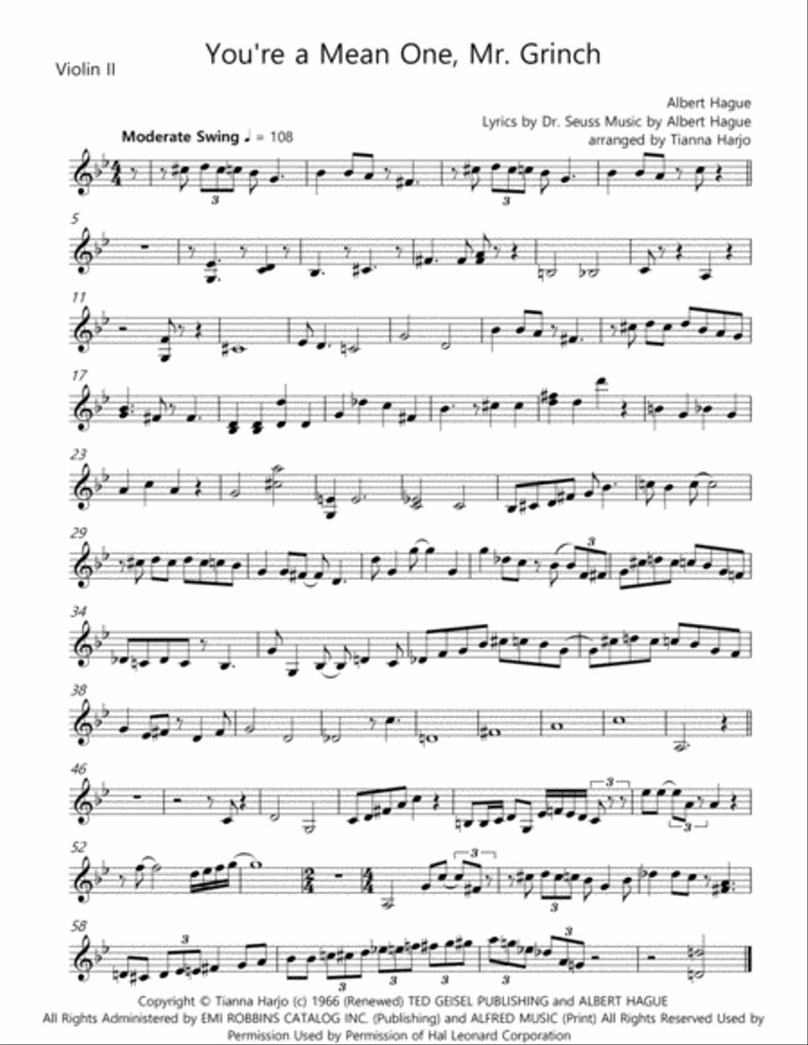 You're A Mean One, Mr. Grinch String Quartet scores gallery preview page 2