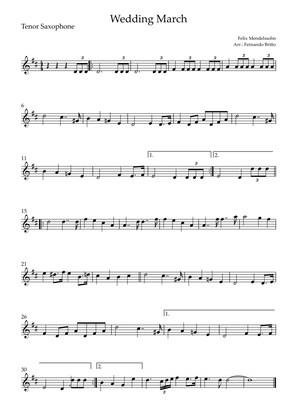 Wedding March (Felix Mendelssohn) for Tenor Saxophone Solo
