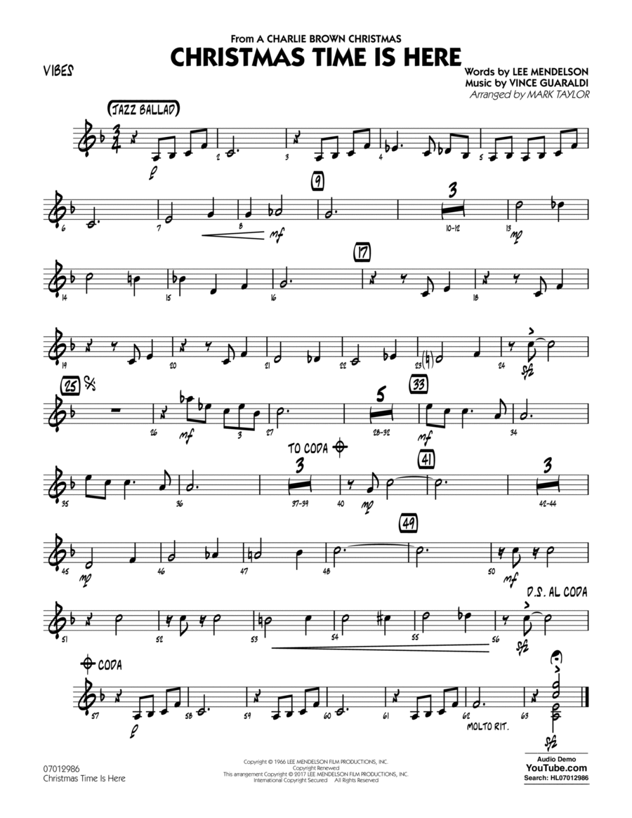 Christmas Time Is Here - Vibes Vibraphone scores gallery preview page 1