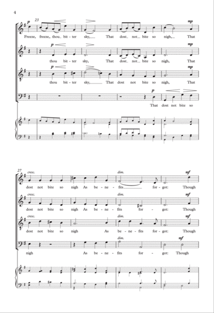 Blow, Blow, Thou Winter Wind (arr. Desmond Ratcliffe) 4-Part scores gallery preview page 4