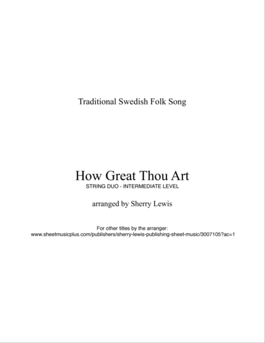 HOW GREAT THOU ART, STRING DUO Intermediate Level for violin and cello String Duet scores gallery preview page 2