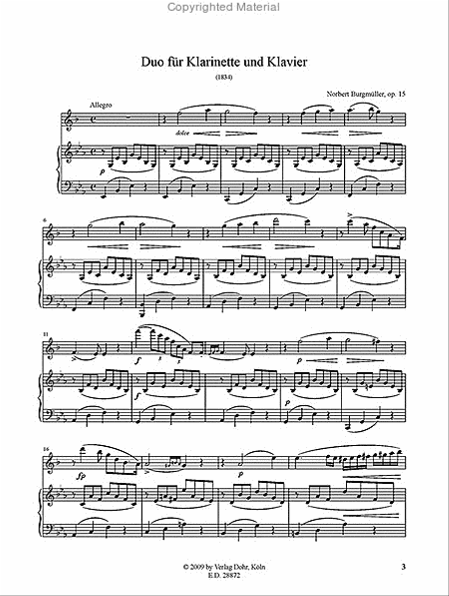 Duo für Klarinette und Klavier Es-Dur op. 15 Clarinet Solo scores gallery preview page 2