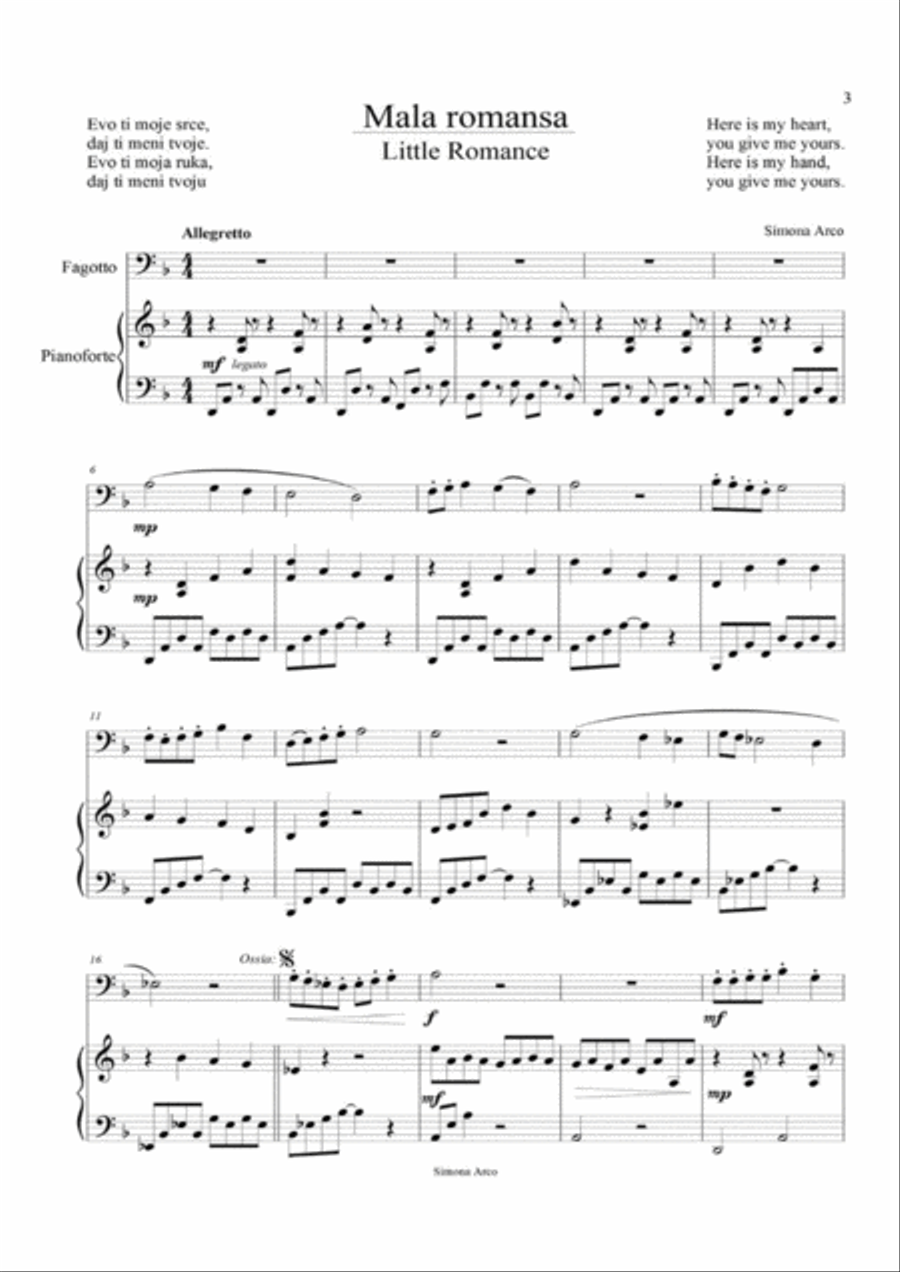Little Romance fagotto and pianoforte Bassoon scores gallery preview page 2
