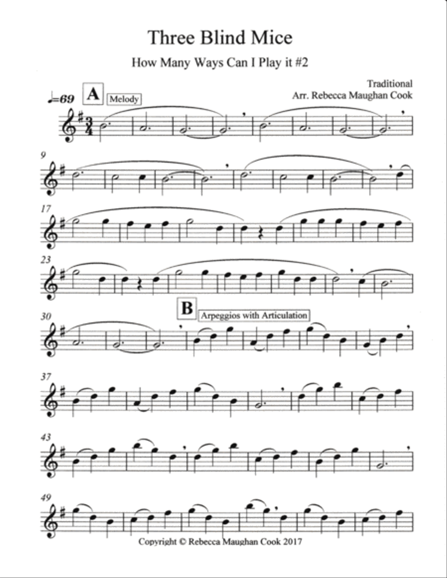 How Many Ways Can I Play It? #2 Three Blind Mice Flute Solo scores gallery preview page 3