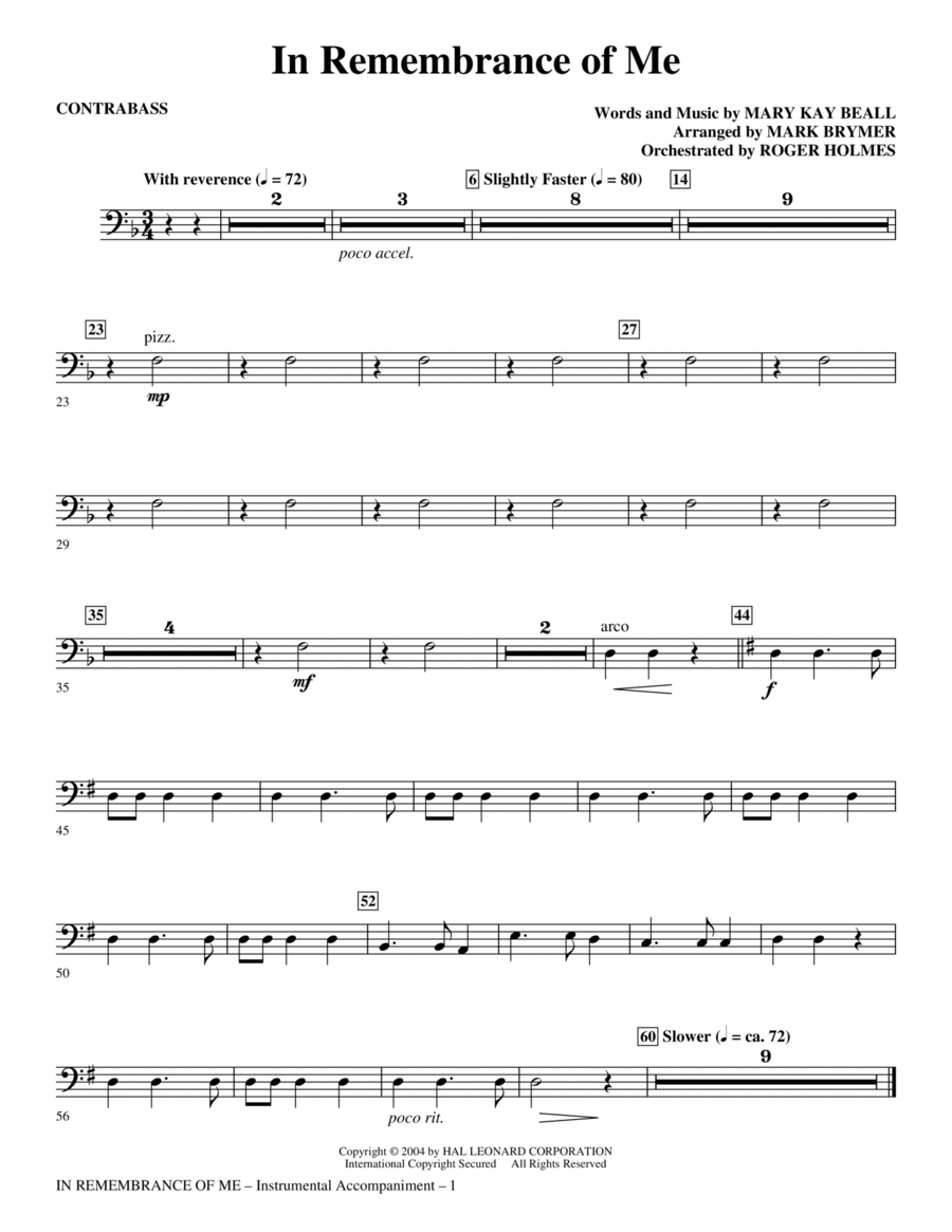 In Remembrance Of Me - Contrabass Choir scores gallery preview page 1