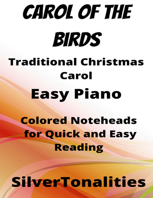 Book cover for Carol of the Birds Easy Piano Sheet Music with Colored Notation