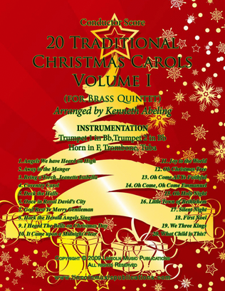 Book cover for 20 Traditional Christmas Carols Volume I (for Brass Quintet)