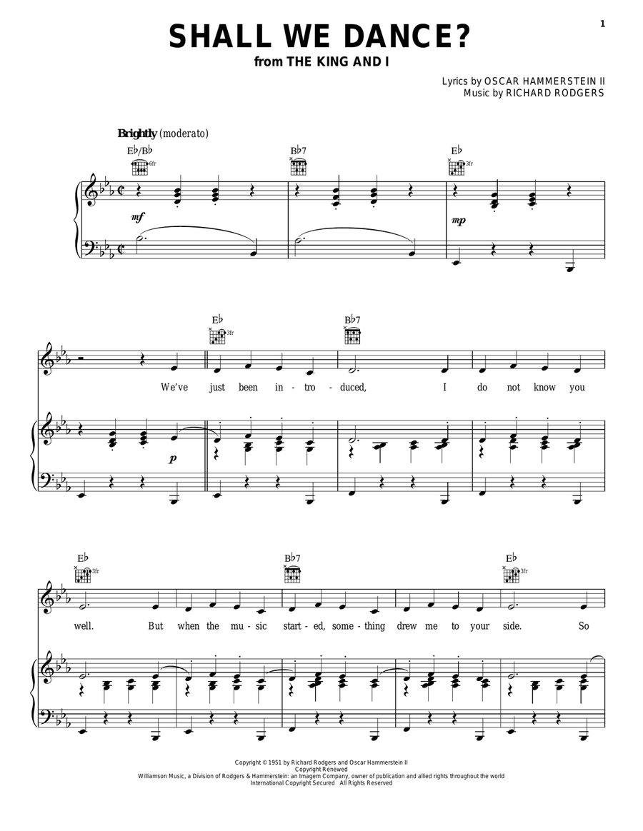 Shall We Dance? Shall We Dance? Piano, Vocal, Guitar scores gallery preview page 1