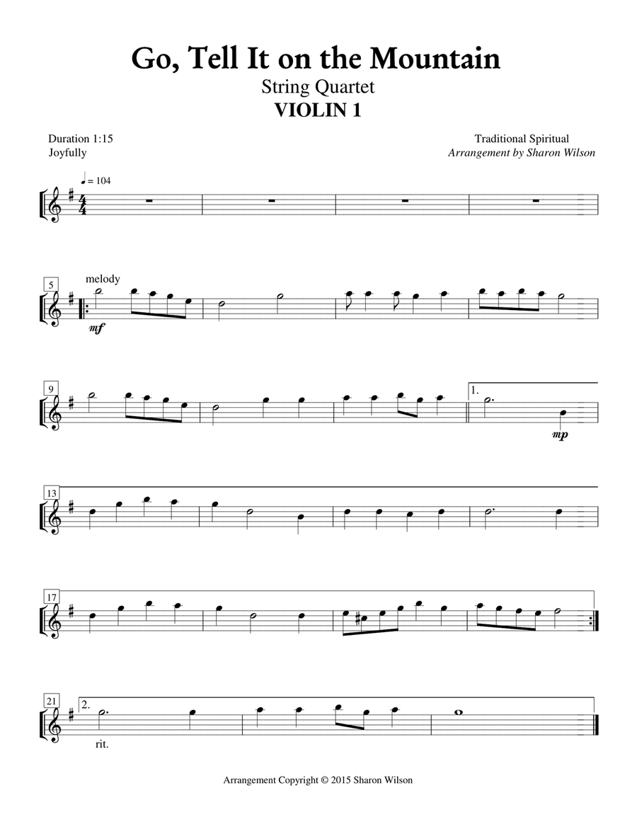 Go, Tell It on the Mountain (for String Quartet) String Quartet scores gallery preview page 2
