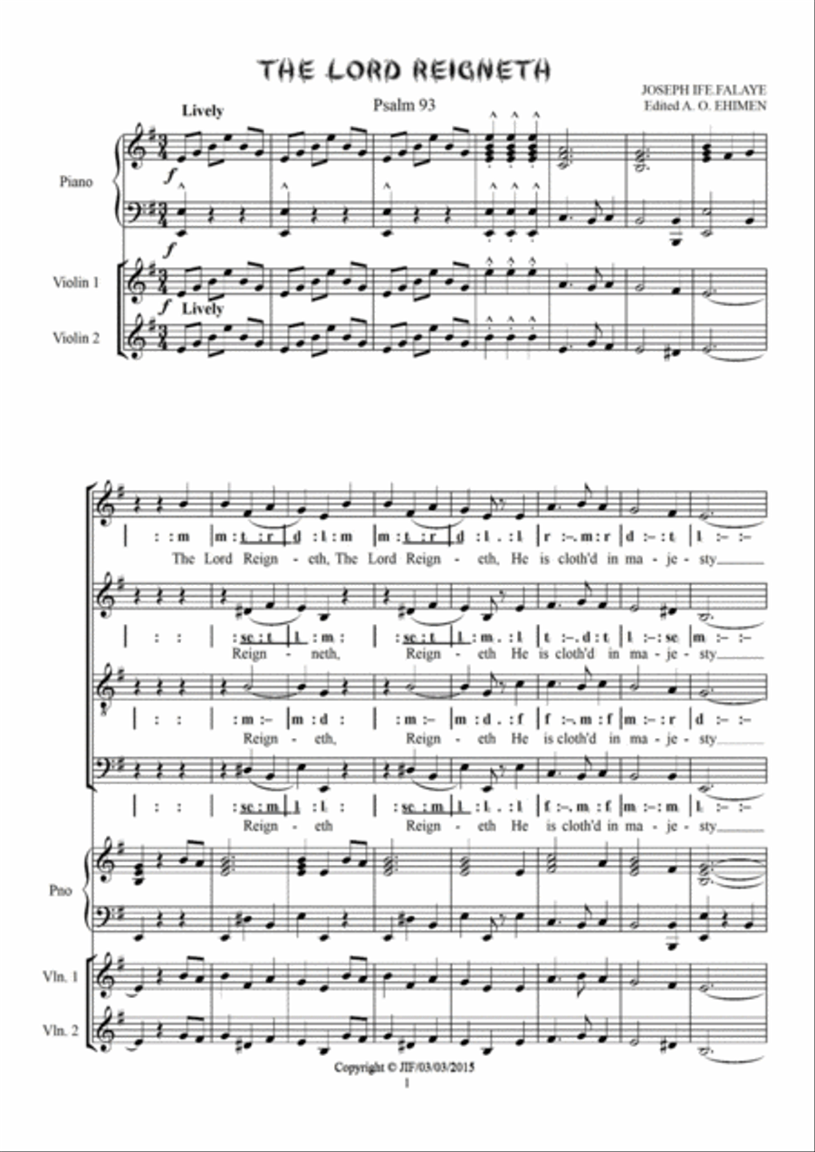 The Lord Reigneth The Lord Reigneth 4-Part scores gallery preview page 2