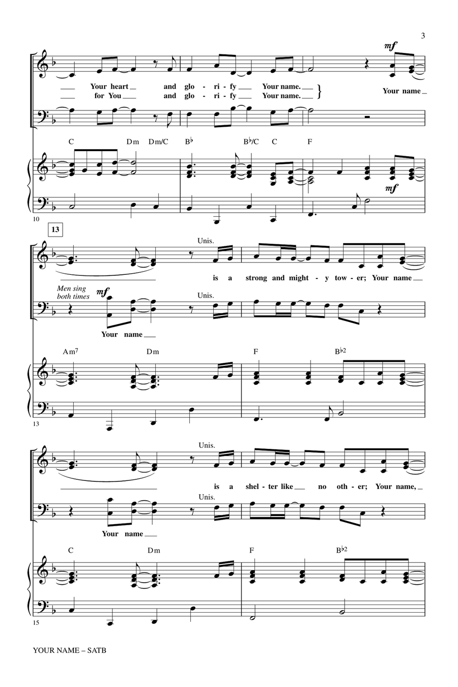 Your Name (with All Hail The Power Of Jesus' Name) 4-Part scores gallery preview page 2