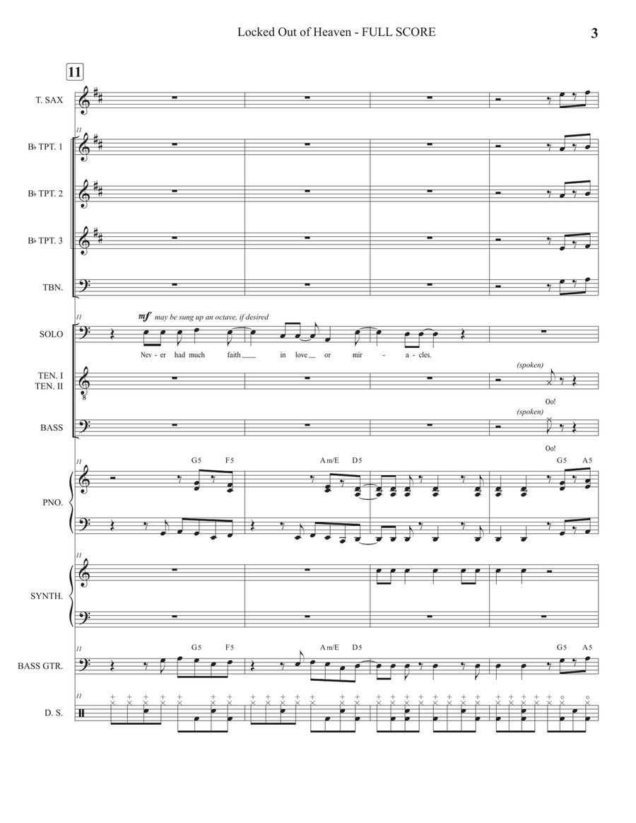 Locked Out Of Heaven Large Ensemble scores gallery preview page 6