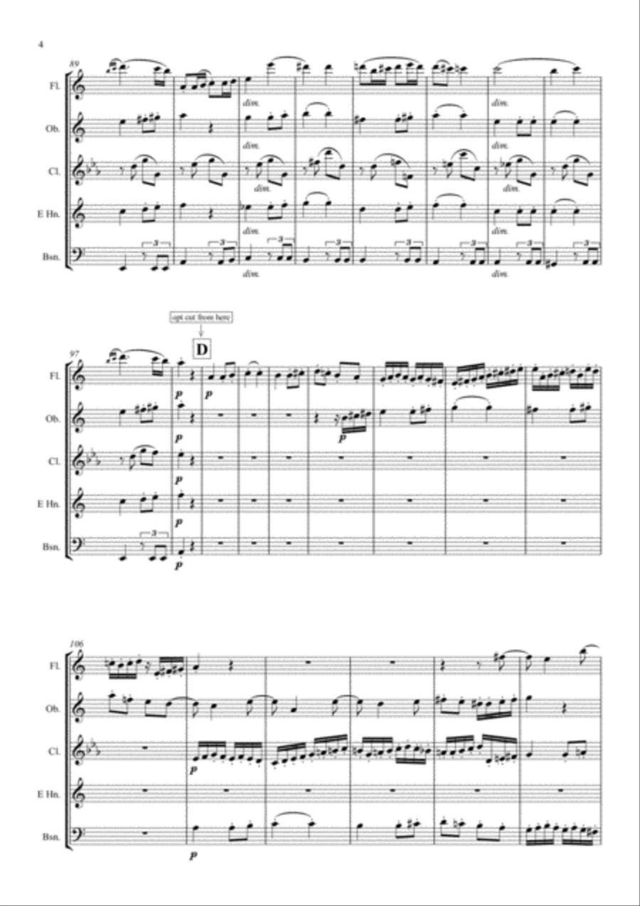 Beethoven: Symphony No.7 Op.92 Mvt.II Allegretto - wind quintet Woodwind Quintet scores gallery preview page 5