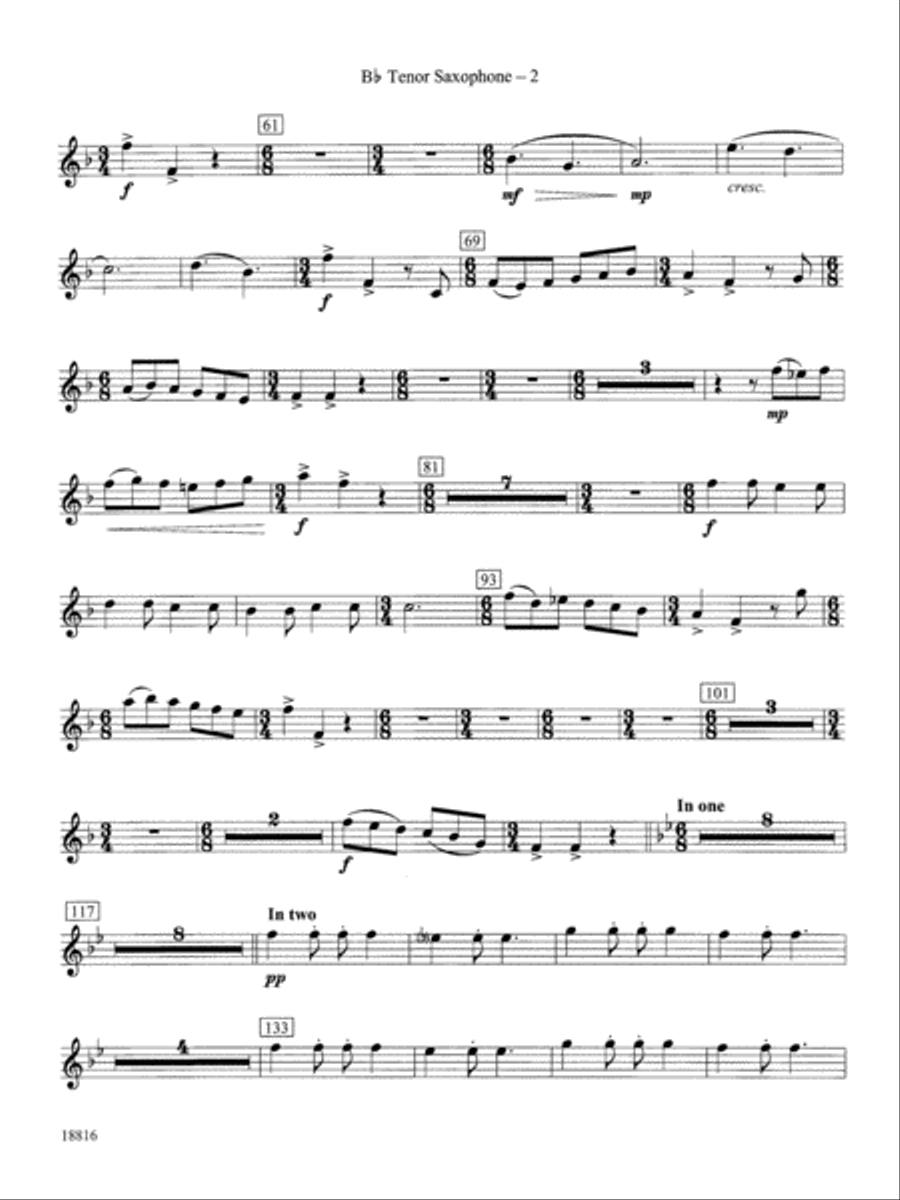 Canarios Fantasia: B-flat Tenor Saxophone Concert Band scores gallery preview page 2