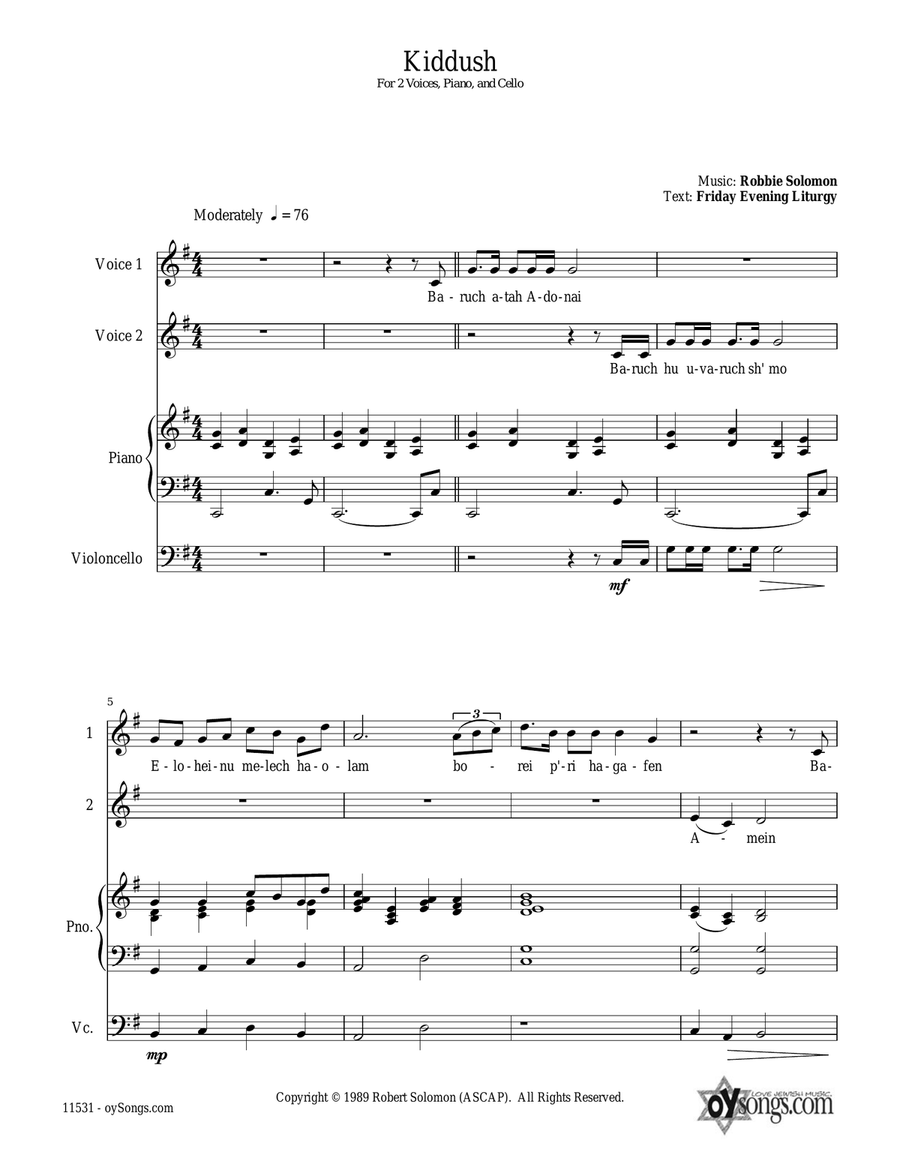 Kiddush Kiddush 2-Part scores gallery preview page 1