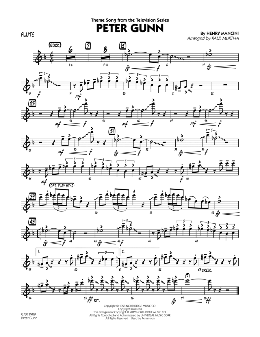 Peter Gunn - Flute Peter Gunn - Flute Jazz Ensemble scores gallery preview page 1