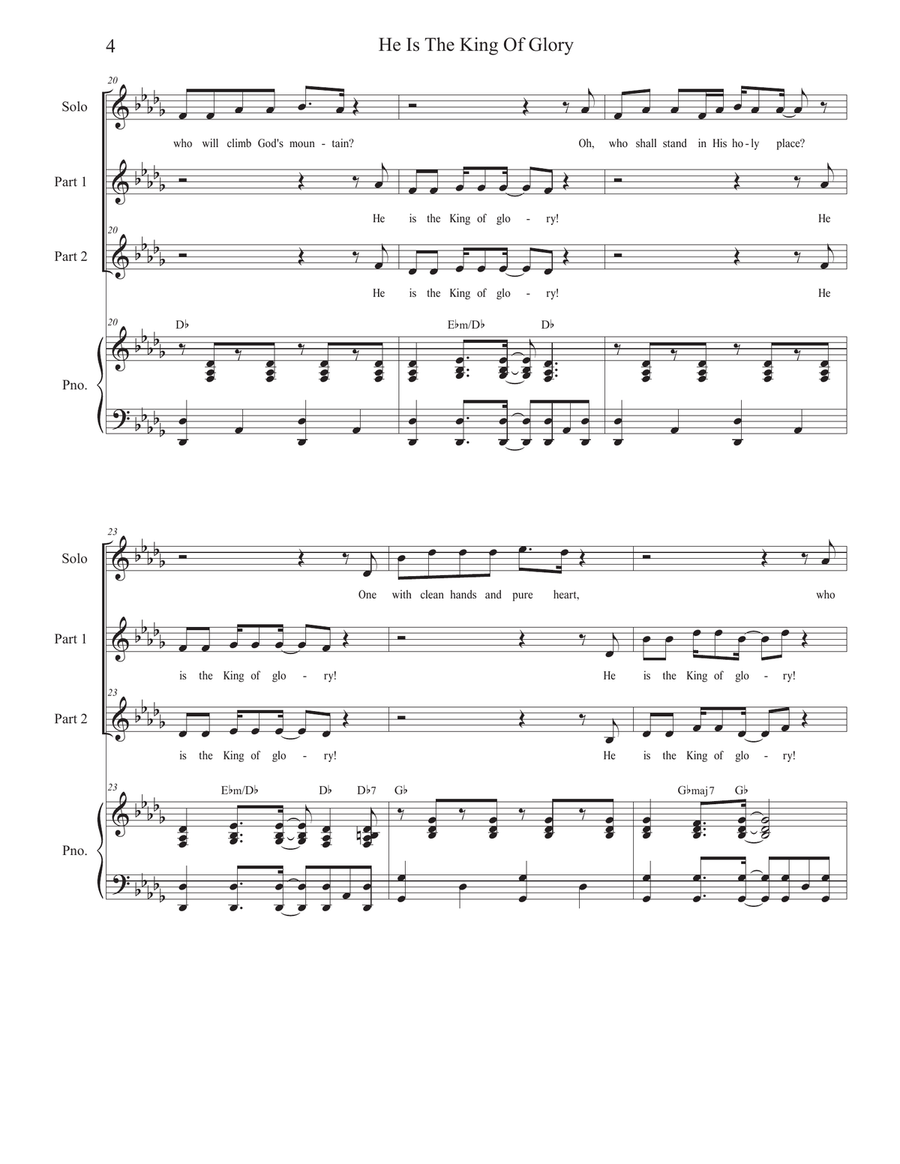 He Is The King Of Glory (Solo and 2-part choir) 2-Part scores gallery preview page 4
