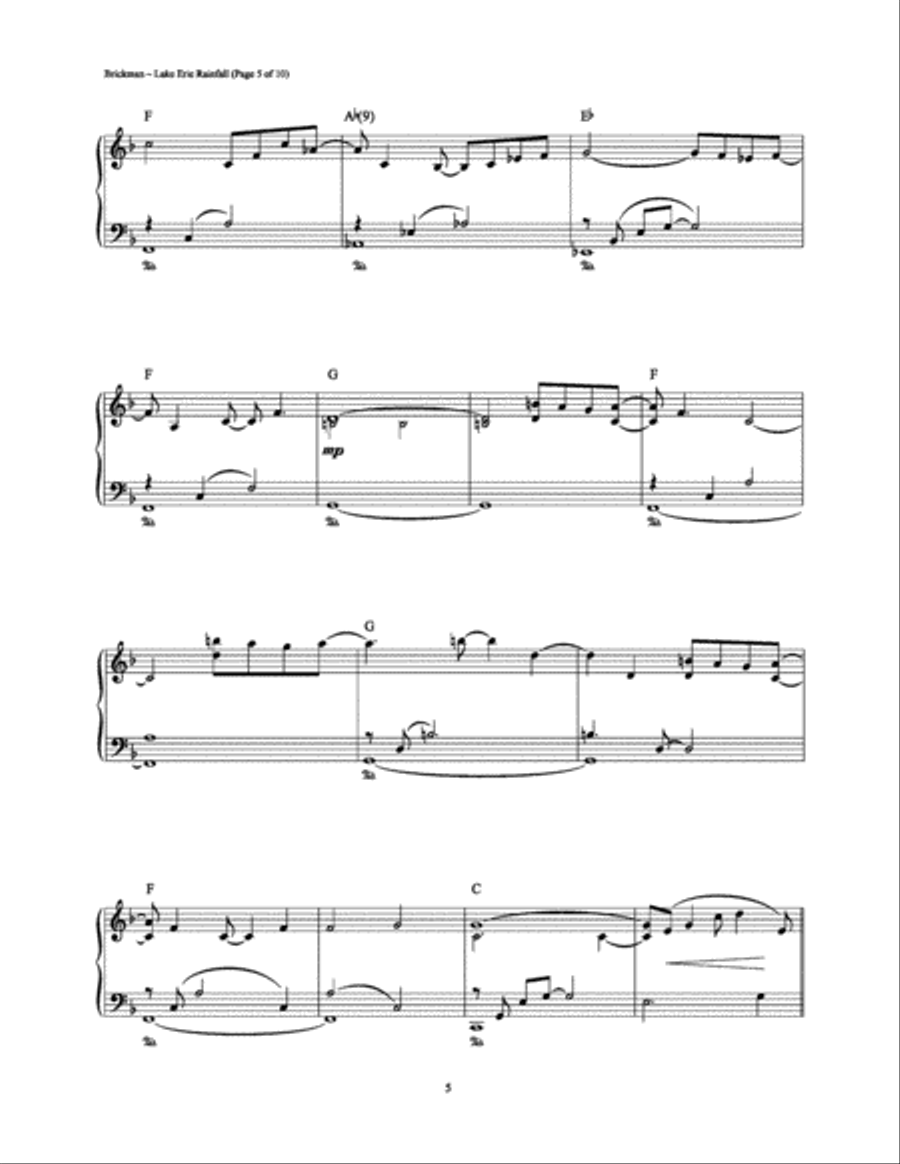 Lake Erie Rainfall Piano Solo scores gallery preview page 5