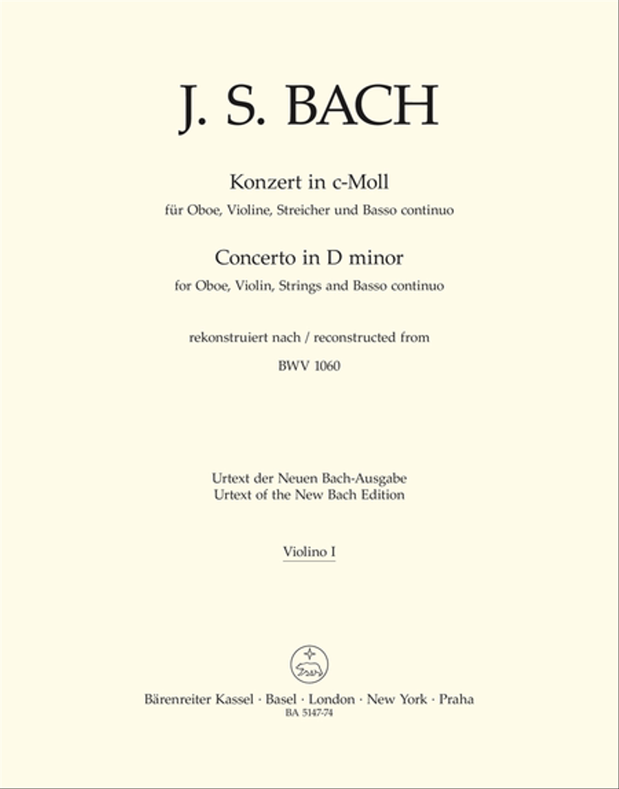 Concerto for Oboe, Violin, Strings and Basso Continuo in C minor Violin scores gallery preview page 1