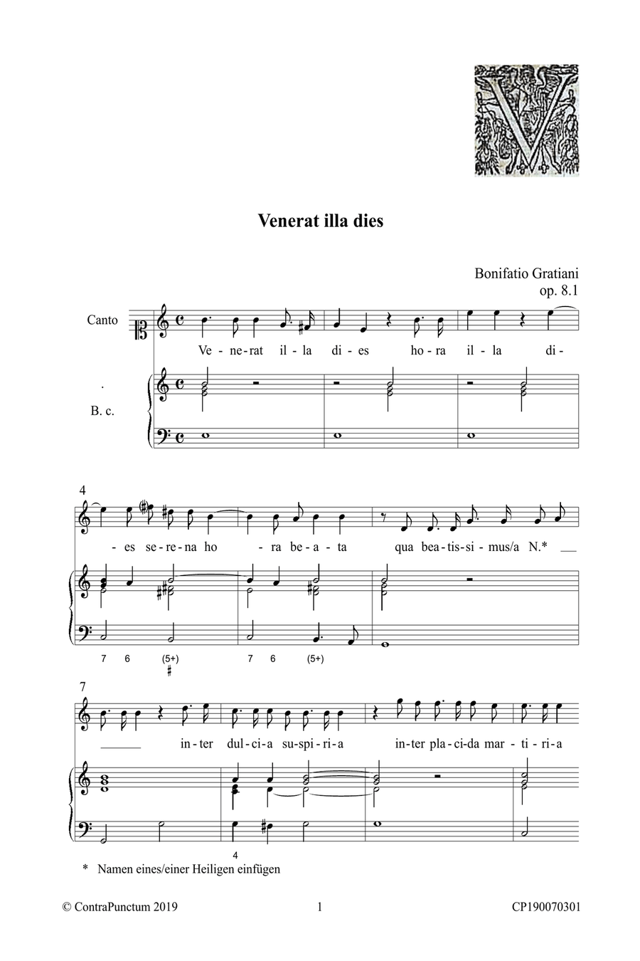 Gratiani, Bonifatio: Il Terzo Libro de Motetti à Voce Sola, Roma 1658 Small Ensemble scores gallery preview page 5