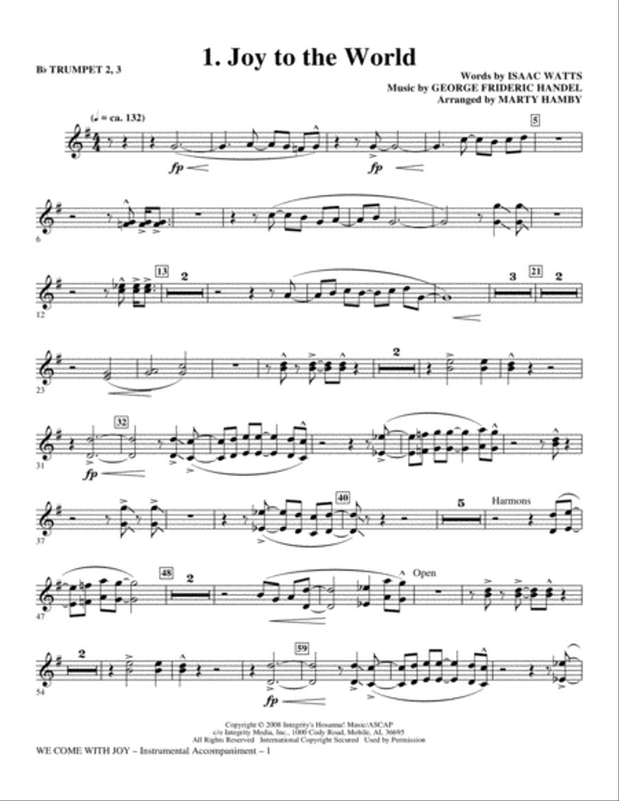 We Come With Joy Orchestration - Trumpet 2 & 3 Choir scores gallery preview page 1