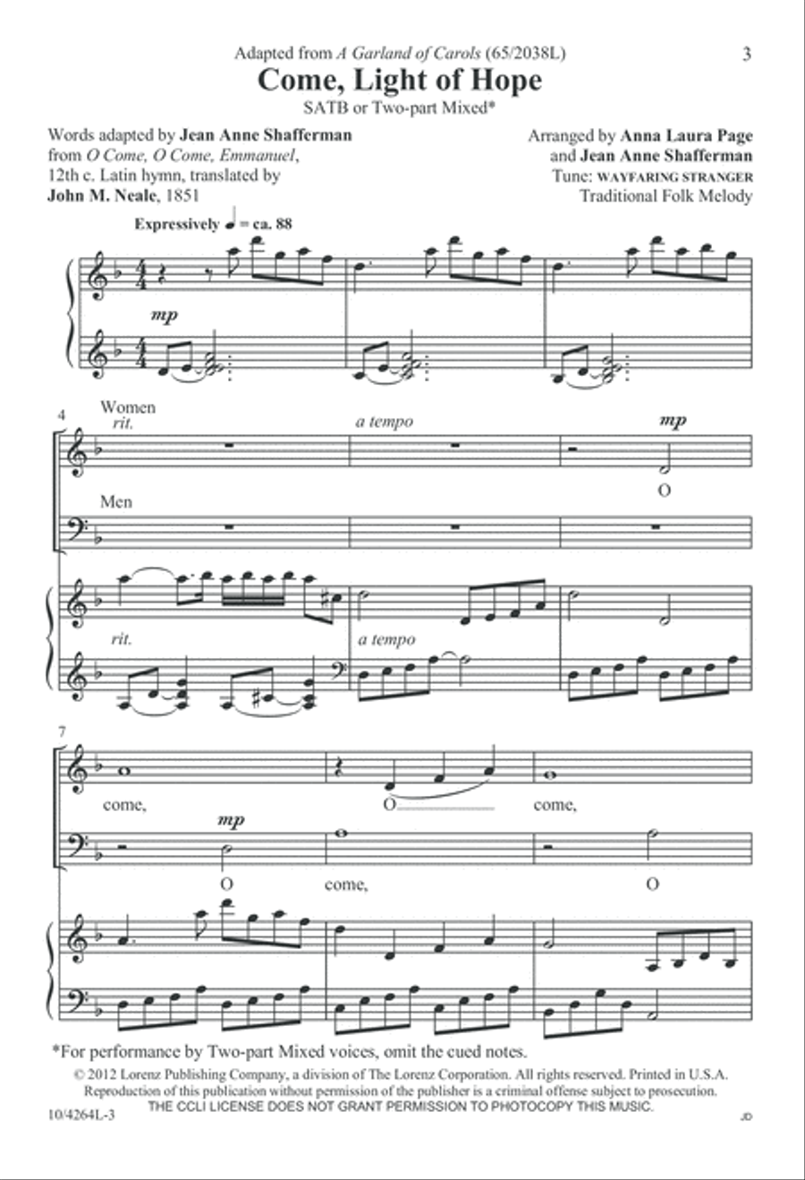 Come, Light of Hope 4-Part scores gallery preview page 4