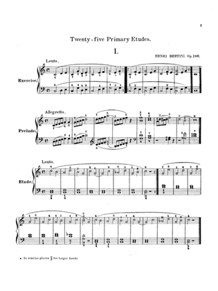 Book cover for Bertini: Twenty-five Primary Etudes, Op. 166